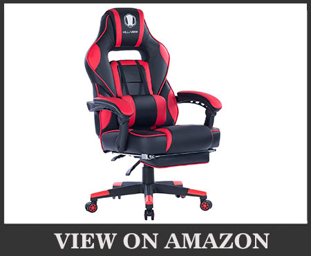 VON RACER Massage Reclining Gaming Chair with Retractable Footrest