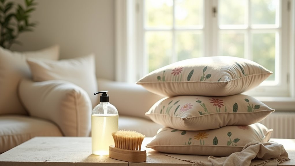 preparing cushions for cleaning