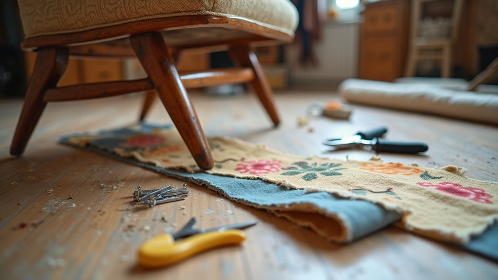 removing old upholstery layers