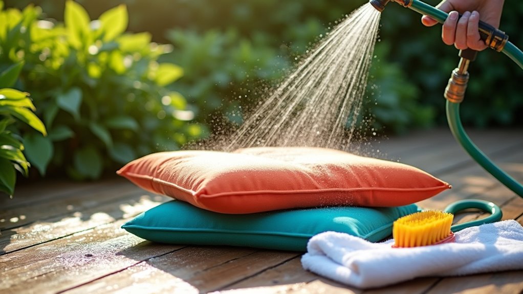 rinse and dry cushions