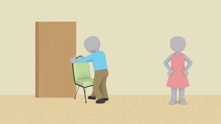 secure door with chair