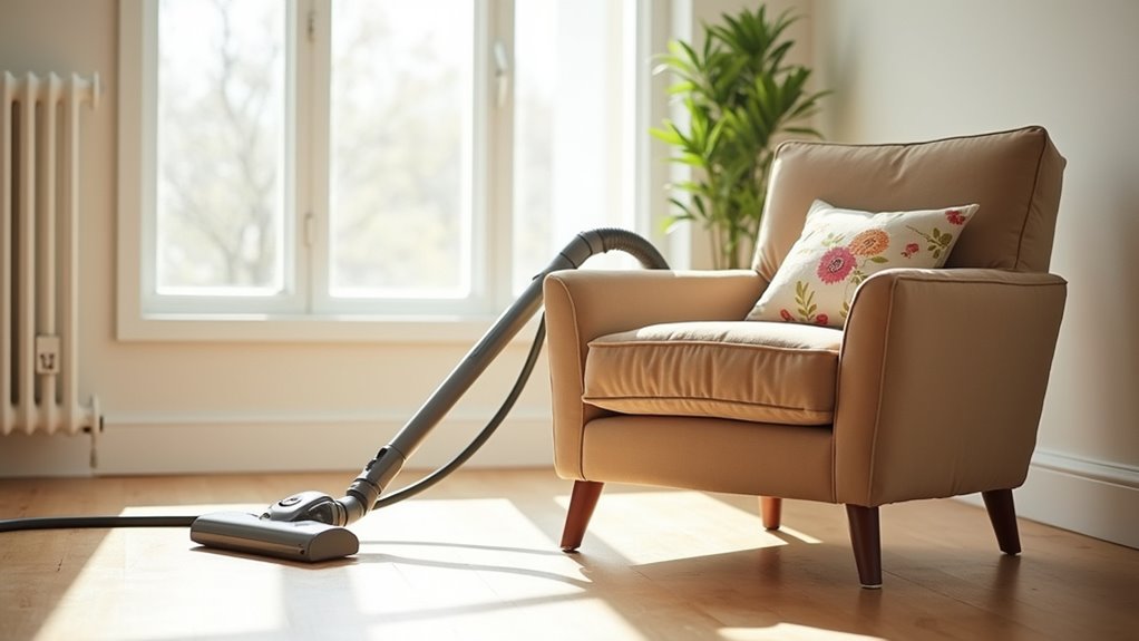 vacuuming chairs for cleanliness
